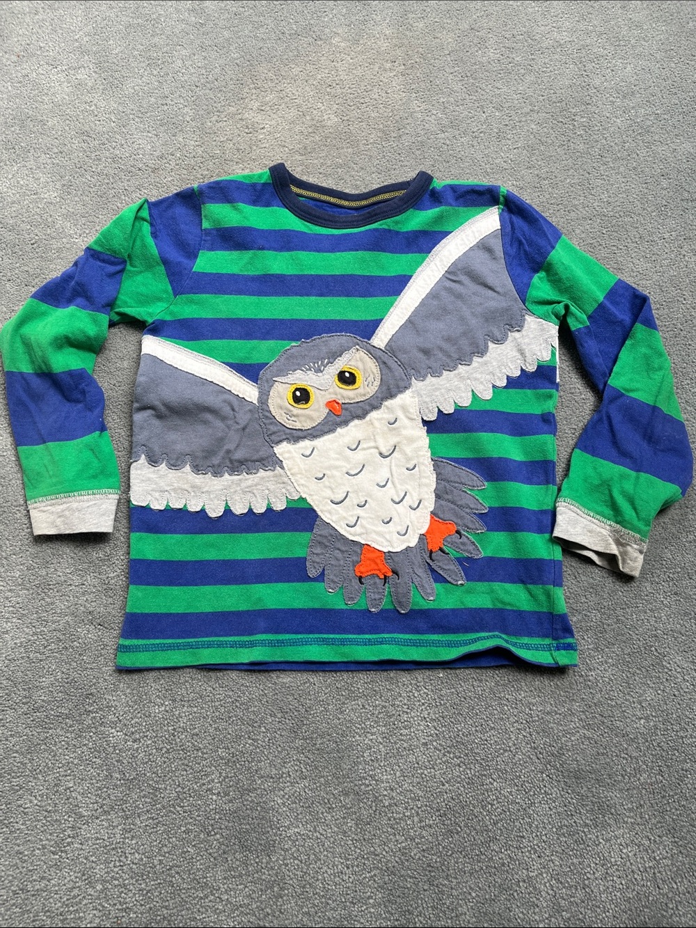 Boden owl long-sleeve tee, size 5-6